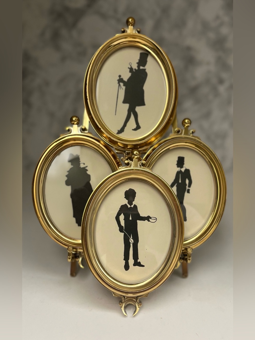 Set of 4 Vintage Charles Dickens Silhouette Plaques - Old Curiosity Shop London